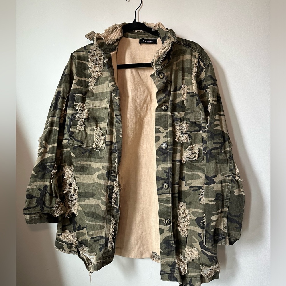 Mission accomplished stretch Camo Denim jacket-camouflage.